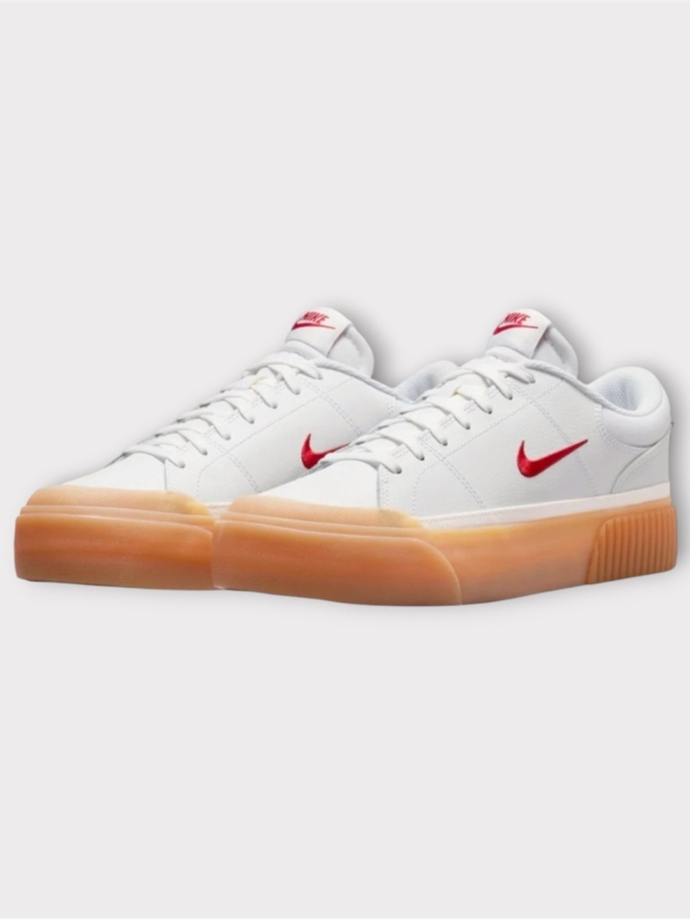 NIKE Court Legacy Lift Sneakers White/Red Gum Sole - Size 8.5 - NEW IN BOX